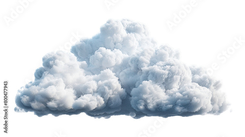 A fluffy white cumulus cloud floating serenely in the sky, isolated on a transparent background.