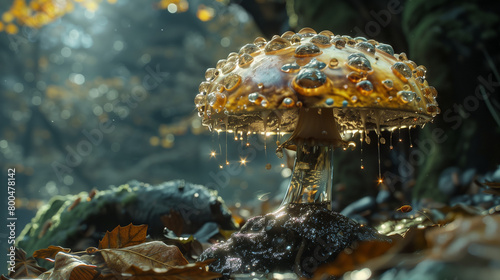 glowing glimmering enchanted magical mushroom generative art