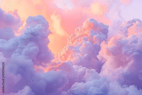 Soft pastel gradients of lavender and peach in a dreamy, cloud-like formation