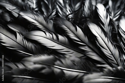 'top view black feathers close background texture abstract bird feather nature pattern beautiful decoration wing halloween fashion animal art beauty blue hen natural quill trend dark concept elegance'