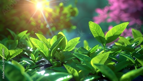 Sunlit Young Green Saplings: A Symbol of Environmental Care. Concept Environment, Sunlight, Young Trees, Greenery, Care