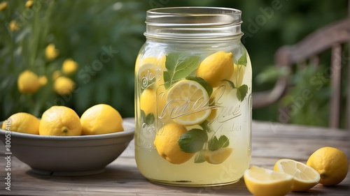 In a Mason Jar Summer Garden, cool lemonade