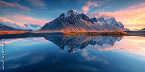 Tranquil mountain reflection in an Icelandic lake