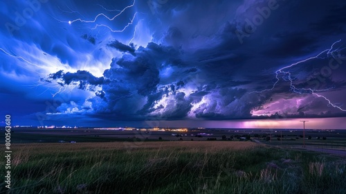 A series of sky images showcasing various weather conditions, featuring dramatic dark stormy skies with lightning.