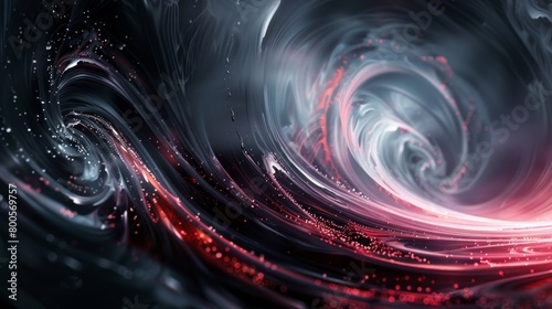 Swirling vortex of red and black with sparkling lights