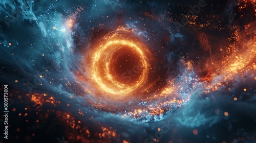 fiery cosmic vortex amidst starry space.