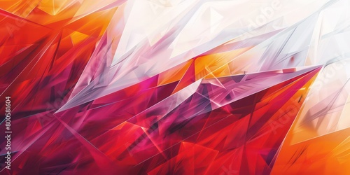 abstract triangular background with geometric and tridimensional illusion, hot colors