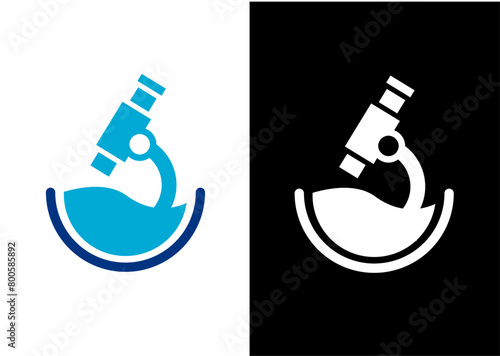Microscope logo image design. Simple illustration of biology microscope vector icon,analyse,laboratory,element,company,medical centre