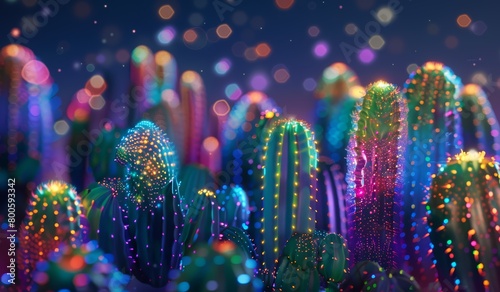 cactus alumbrados con luces de neón