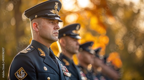 Embody the strength of a military officer, adorned in uniform, commanding respect and leading with honor.