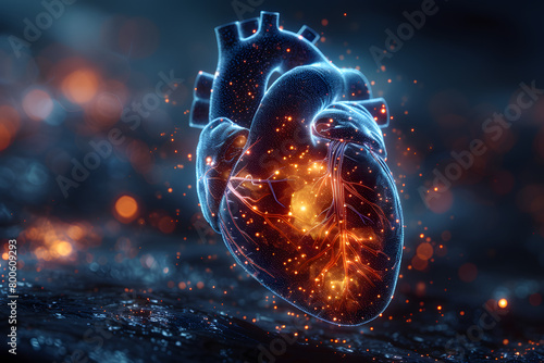 Red Hologram heart virtual illustration medicin
