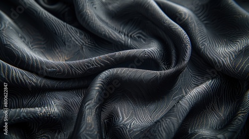 Beautiful soft folds on the smooth surface of the fabric. Luxury dark silk satin background with copy space for add text.