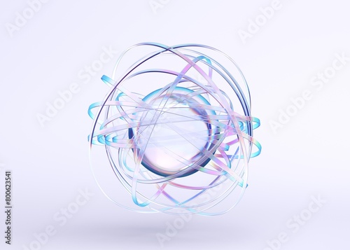 Abstract background with rounded lines, 3d render
