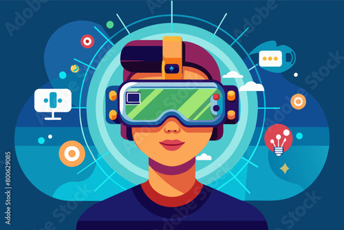 VR vector with customizable avatar options diagram illustration