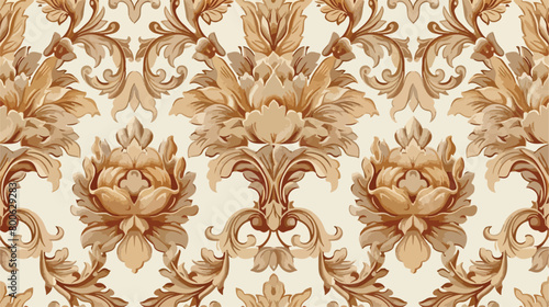 Light Brown Vintage Decorative Floral Pattern Wallpaper