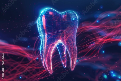 A tooth glowing in the dark, perfect for dental or Halloween designs