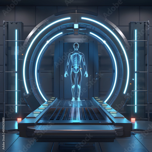 Futuristic medical scanner of human body , Medical Technology Concept.