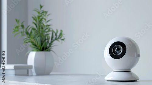 Blank mockup of a webcam with advanced facial recognition technology for enhanced security. .