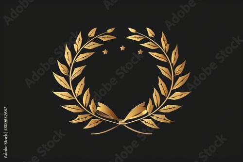 Elegant gold laurel wreath on a sleek black background, perfect for awards and achievements
