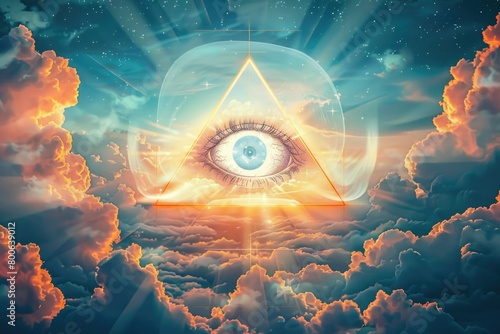A mystical all-seeing eye in the clouds. Perfect for spiritual or conspiracy-themed designs