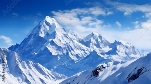 Beautiful panoramic view of the snowy mountains of the Caucasus