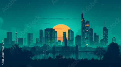 frankfurt city night skyline