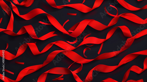 Ravishing Red Ribbon: Contrasting Elegance Against a Bold Black Backdrop