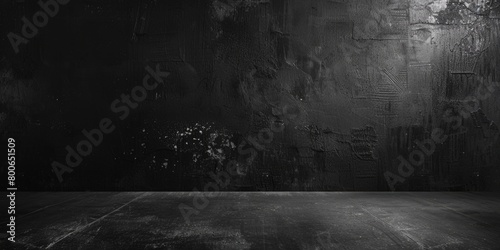 A black and white image of a dark room. Suitable for interior design concepts