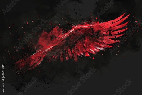 A striking painting of a red bird on a black background. Perfect for nature themed designs