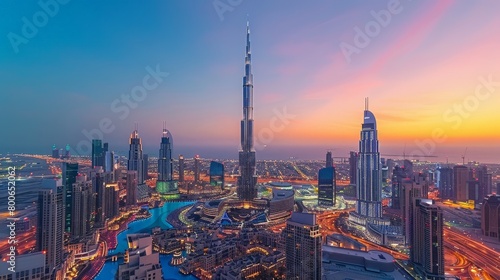 Dubai skyline with Burj Khalifa, luxury and innovation