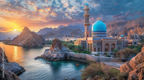 Muscat skyline, Oman, coastal and mountainous backdrop