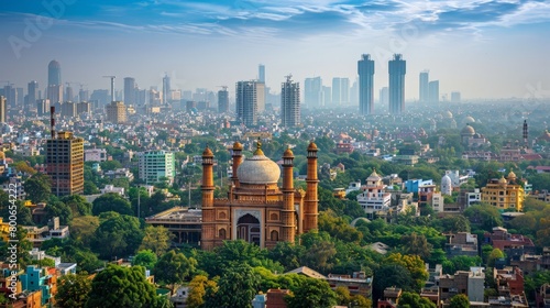 New Delhi skyline, India, mix of colonial and modern architecture