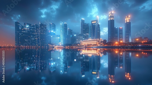 Singapore skyline at Marina Bay, futuristic architecture