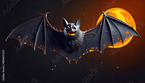 Large halloween bat with copy space