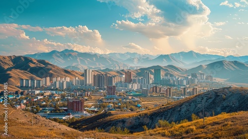 Ulaanbaatar skyline, Mongolia, city surrounded by hills
