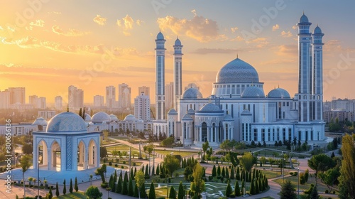 Ashgabat skyline, Turkmenistan, marble buildings