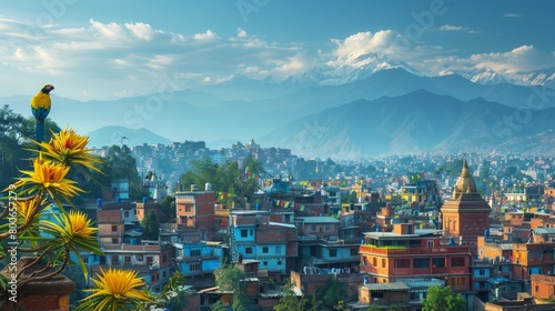 Kathmandu skyline, Himalayan backdrop, Nepal