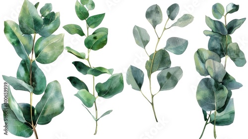 Fresh green leaves on a clean white backdrop. Perfect for nature or eco-friendly concepts