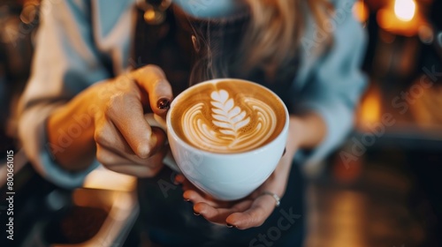 A barista expertly crafting a latte with added adaptogens and superfoods promising to give customers a caffeinefree energy boost.