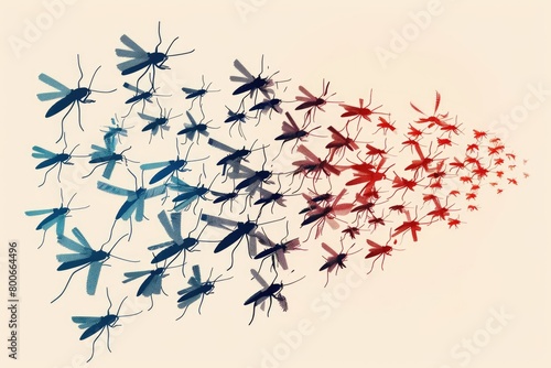 A group of mosquitoes flying through the air. Suitable for educational materials