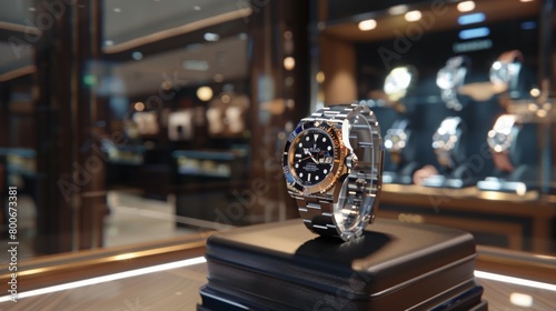 Luxury Dive Watch Displayed in Boutique Store