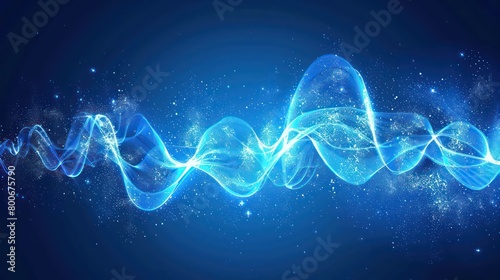 blue background with sound waves and lighting striking