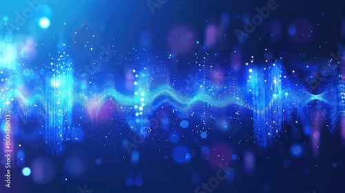 blue background with sound waves and lighting striking