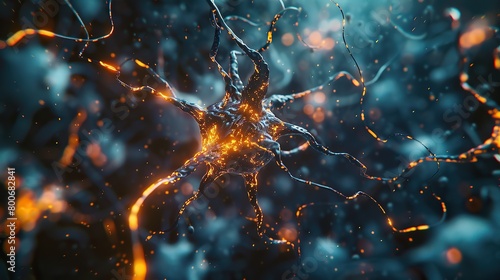 Mystical neurons sharing vibrant energy and majestically reconnecting with each other, divine atmosphere, intricate details, beautifully color graded, 