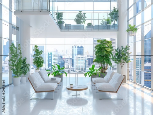 modern office with a lot of indoor plants