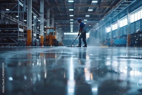 modern clean warehouse workers, efficient workflow in warehouse, streamlined operation space