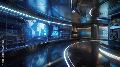 modern technology room interactive media with a huge curved media wall