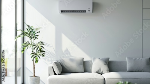Energy-saving air conditioning, fresh and natural modern living room.