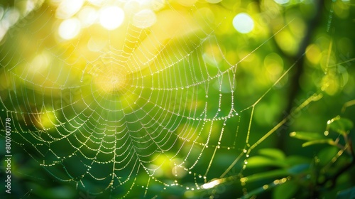 fresh morning dew on delicate spider web