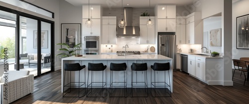 🍽️ Modern Kitchen with White Table Room Interior | Bright and Clean Design for a Fresh Look 🏠 Ideal for Cooking and Dining